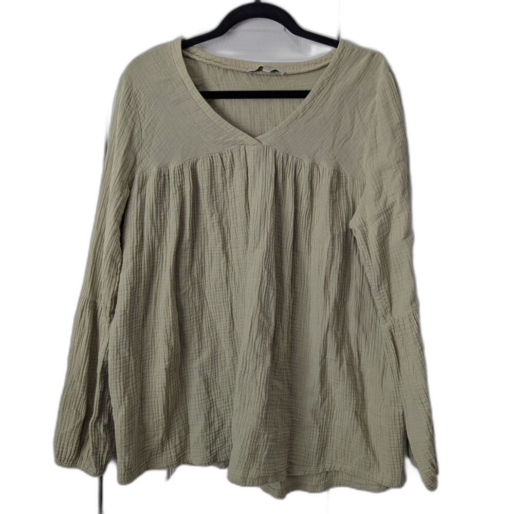 Astrologie Women’s Cotton Gauze Long Sleeve Top Large Green Soft Beachy Relaxed